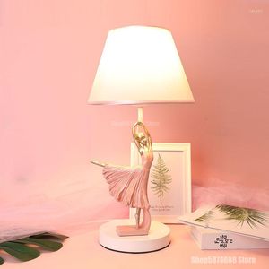 Table Lamps Nordic Pink Ballet Lamp Modern LED Resin Dimmable Bedroom Girl Decoration Children's Desk Nightstand