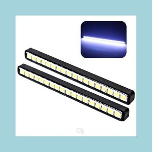 Luzes diurnas 2 peças à prova d'água 18 leds carro drl luzes diurnas diurnas lâmpadas de luz led estilo drop delivery 2022 mo dhcai