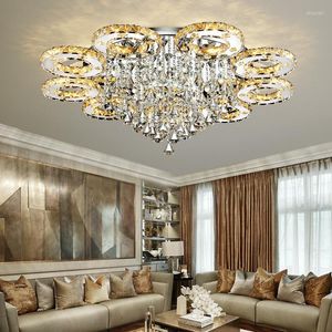 أضواء السقف الحديثة LED Crystal Remote Room Luminaria Teto Cristal Whateliers Lamps for Home Decoration