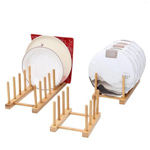 Kök förvaring DIY Bambu Drainer Träskålplattor Hållare Skåpsarrangör för skål/skärbräda/tallrik/kopp/kruka lock#G3