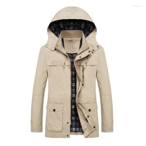 Men's Trench Coats 2022 Men Coat Spring Autumn Removable Hooded Long Male Fashion Korean Style Windbreaker Outwear Plus Size