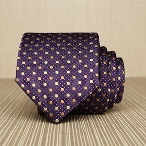 Bow Ties Elegant Mens 2022 Casual Work For Men 7cm Designers Fashion Business Neck Tie Purple Dot Romantic Party L7128