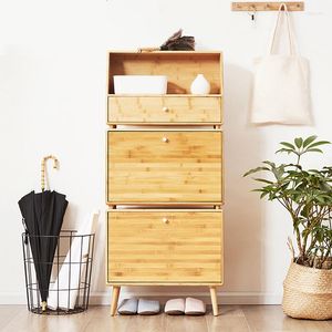 Clothing Storage Furniture For Home Simple Tipping Bucket Shoe Cabinet Bamboo Products Closet Organizer Rack Hallway