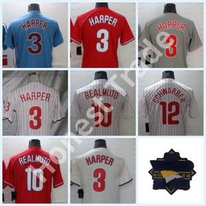 2022 World Men Series Baseball Jersey 10 JT Realmuto Harper 12 kyle Schwarber Red Blue Striped Outdoor Sports Uniforms Mens Jerseys