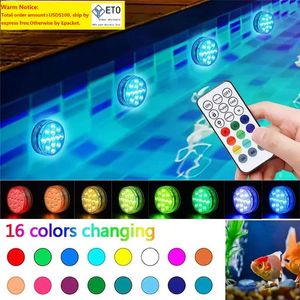 16 Color Changing Night Light Submersible LED Lights Modes Battery Remote Control Powered Lamps Outdoor IP68 Waterproof Vase Bowl Garden