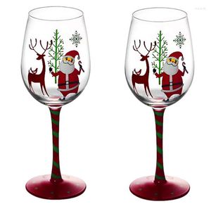 Kieliszki do wina ml czerwony świąteczny szklany kubek Ręcznie malowany Święty Mikołaj Elk Crystal Bordeaux Glet Dom Home Decor Rok Party Prezentacja Drinkware
