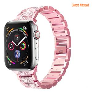 NewWays Compatible Apple Watch Band Straps Series 8 7 41mm 45mm 44mm 42mm 40mm SE 6 5 38mm Sparkling Bling Diamonds Bracelet for iWatch Band Womens Shiny stone Rosegold