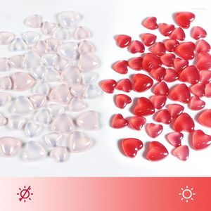 ネイルアートデコレーション75pcs透明なラブハートラインストーンライト変更デザイン形状宝石スパンコールアクセサリーUV樹脂ジュエリー