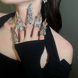S3296 jóias da moda strass flor borboleta borla armadura de metal anéis de abertura para mulheres anéis de dedo indicador