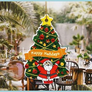 Decorações de Natal Resina Decorações de Natal Tree Holding Pingents Cartoon Snonman Santa Clause Box Box Party Decor Dhao6