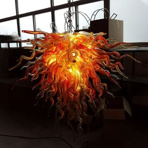 Chandeliers Modern Design Orange Fire Art Glass Lights LED Light Fixture Murano Chandelier Lamps For Living Room Indoor Lighting