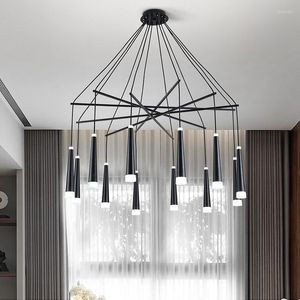 Ceiling Lights American Country Spider Lamp Multi-head Linear Chandelier Bar Cafe Black LED Retro