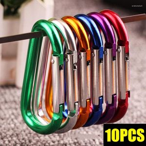 Nyckelringar 10st färgglada mini Carabiners Alloy Spring Carabiner Snap Hooks Clip Keychain Outdoor Camping Climbing D-Ring Spuckles