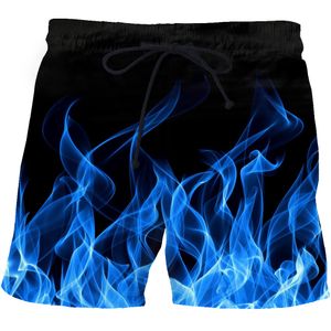 Men's Shorts New Blue Flame 3D Printing Fashion Women Tracksuits Plus Size S-7XL Harajuku 010