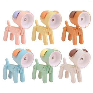 Night Lights 6pcs Nursery Plastic Dog Shape Battery Powered Eye Protection LED Light Phone Holder Desktop For Children Adjustable Angle