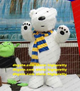 Costume da mascotte dell'orso polare dell'orso marino bianco della pelliccia lunga vestito del personaggio dei cartoni animati Fossick per il festival culturale dei clienti zz5271