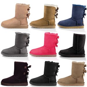 Vinter snö kvinnliga designer stövlar mode kvinnor varm fotled stövel plattform sneakers trippel svart rosa marinblå kastanj khaki päls mocka australier stövlar