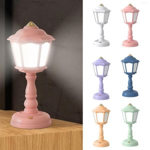 Bordslampor Mini Vintage Light Push Button Switch 3-vägs Dimble Nightstand Lamp Kids Eyes Protection Learning for Sovrum