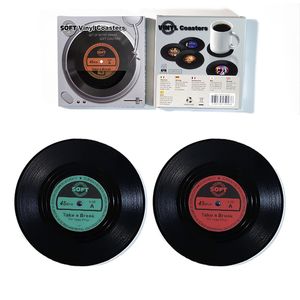 Retro Vinyl Record Mats 6 pcs Classic Music Lovers Art Car Bar Tea Coffee Table Mug Hot Resistant Pads