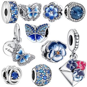 Il nuovo popolare 100% argento sterling 925 fascino tre colori chiusura fascino ciondolo farfalla braccialetto Pandora regalo gioielli fai da te