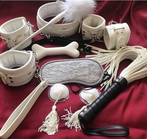 SM Sexspielzeug Bündelungsset Werkzeuge Requisiten SP Foltergerät Training Damenhalsband Handschellen Mundstopfen Augenmaske Lederpeitsche