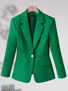 Kvinnors kostymer kvinnor formella blazer damer orange svart grön kvinnlig långärmad enkelknapp slim jacka för höstvinter