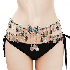 Hair Clips Belly Dance Jewelry Accessories Women Vintage Alloy Tassel Waist Chain Exotic Ethnic Hanfu Body