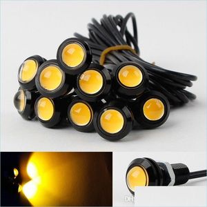 Decorative Lights 10X 9W 12V 24V 18Mm Led Eagle Eye Light Car Fog Drl Daytime Reverse Parking Signal Yellow Amber Drop Delivery 2022 Dhjkr