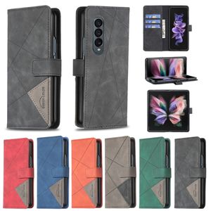 Wallet Phone Cases for Samsung Galaxy Z Fold 4/3 Dual Colours Stitching Strong Magnetic Buckle PU Leather Cover Case