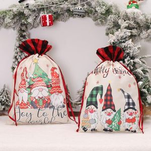 Decorazioni natalizie Borsa regalo gnomo Cappello scozzese/a righe Gnomi Custodia con coulisse per la casa Baby Shower Bomboniere per matrimoni Goccia