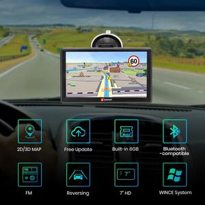 Bil GPS -navigation 7 tum pekskärm 256m 8g FM Voice uppmanar Europa ny karta gratis uppdatering lastbil GPS -navigatörer