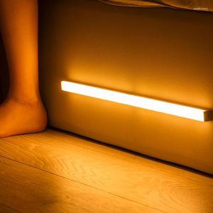 Nachtlichter drahtloser Schrank PIR LED LEG LACT -Bewegungssensor Lampe Schlafzimmer Dekor wiederaufladbare Infrarot Wandlampen dekorativ