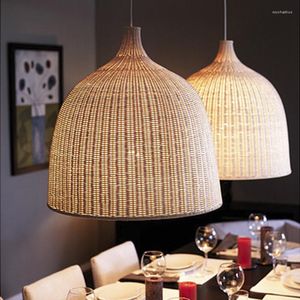 Lampy wisiork nowoczesne żyrandol drewniany japoński styl ratanowy lampa wikier restauracyjna bar sklepowy dom wewnętrzny