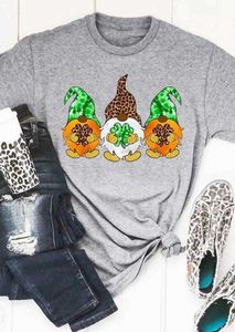 St. Patricks Day Tops Lucky Shamrock Gnomies T-Shirt Renkli Sevimli Gnomes Gömlek