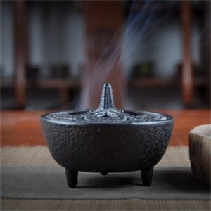 Doftlampor japanska svart gjutjärn lotusformade aroma diffusor små rökelse kottar hållare ram aromaterapi hem dekoration hantverk 221101