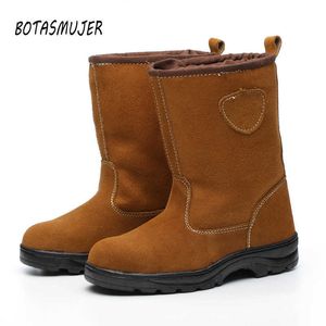 Bot güvenlik botları erkek kış artı kadife artı pamuk güvenlik ayakkabıları sıcak yüksek yardım site ayakkabıları flip iş güvenlik ayakkabıları yağ dirençli aşınma t221101