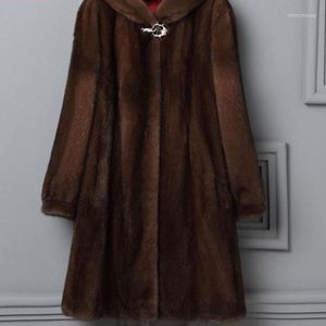 女性の毛皮2022中年の母親秋冬の服ジャケットミンクカシミアコートロングファッションオーバーコート女性ウールコートT48