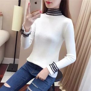 Elegante Spitze Frauen Pullover Mode Herbst Pullover Lange Hülse Dünne Mädchen Top Casual Koreanische Weibliche Grundlegende Gestrickte Jumper