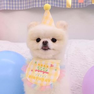 Dog Apparel INS Korean Pet Accessories Saliva Towel Birthday Party Cake Bib Than Bear Triangle Cat Supplies Set