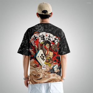 Camisetas masculinas de verão maré chinesa maré de colarinho redonda de colar