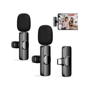 Kablosuz Yaka Mikrofonu Taşınabilir Ses Video Kayıt Mini Mikrofon iPhone Android için Canlı Yayın Oyun Telefonu Mic