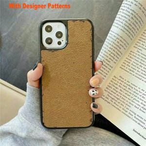 Luxury Leather Designer iPhone 15 Pro Max Cases for 14Plus 14 13 12 Pro Max 11 Xr Xsmax 7G 8Plus Woven Fashion White Square Brown L Small Flower CellPhone Shockproof Case