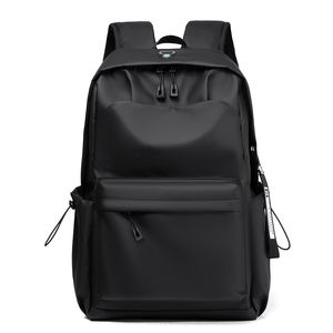 Skolv￤skor Solid Color Business Travel Backpack Man Nylon L￤tt Vatten Proof 14 tum Laptop Backbag USB Teens School Back Pack Black 221101