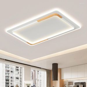 Chandeliers Nordic Living Room Modern Minimalist Rectangle LED Ceiling Lamp Log Square Bedroom Hall Lighting Fixtures For Home