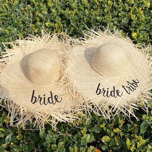 Wide Brim Hats Summer Bride Tribe Embroidery Beach Straw Forwomen Wedding Tassel Sun Hat Bridal Shower Bachelorette Party Gifts