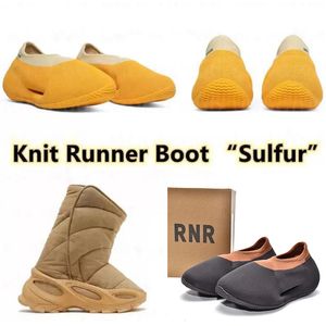 2023 Rinnande skor Knit Runner Boot Rnr Stone Carbon Men Kvinnor glider på andningsränare Svavelgul brun Nstld Khaki Fashion Sneakers Storlek 36-47