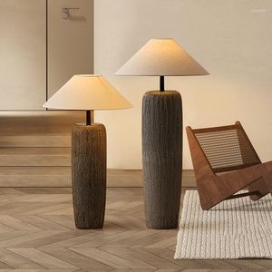 Floor Lamps Japanese Antique Pottery Pot Lamp Quiet Cloth Zen Table Light Chinese Garden Stand For Living Room
