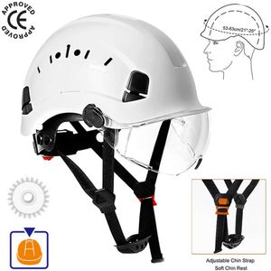 Gafas de casco de seguridad Construcción Sombrero duro para la escalada Casco protector de protección Helmets de rescate de trabajo al aire libre Capas de trabajo ABS