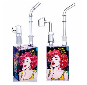 кальяны Hitman Glass Bongs Dab Juice Box Масляные районы вода Бонг Огрозистые стеклянные трубы Съемные мундштук картины картины случайная доставка схемы доставки