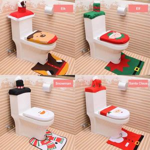 Toilettensitzbezüge, 3 Stück/Set, Weihnachtsbad-Closestool-Abdeckungsset, Weihnachtsmann-Sitze, Deckelgewebe für Zuhause, Badezimmer, Weihnachtsdekorationen, Zubehör